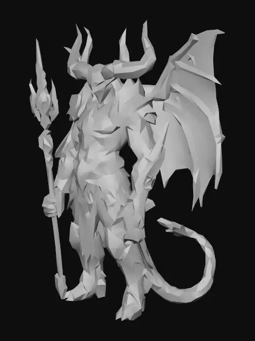 3D model for Create a BOSS VERSION called "Demon Lord" or "Arch Demon".
Characteristics:
- Massive demonic entity, 3+ meters tall
- Very dark red/crimson skin
- Large curved horns (intimidating)
- Multiple eyes or glowing marks
- Wears ornate dark armor/robes
- Wields a massive weapon or staff
- Dark energy/aura very prominent
- Very menacing and powerful
- realistic but impressive
- Anime/dark fantasy style
- Ultimate evil appearance
- with weapon