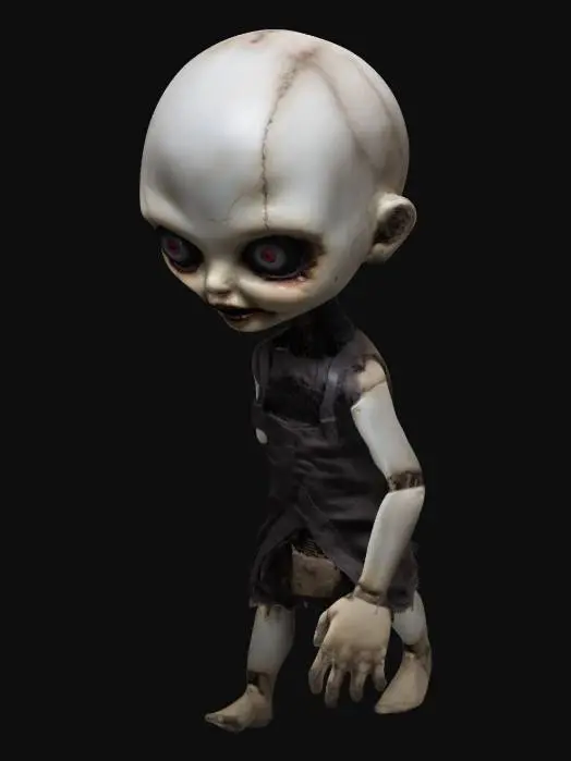 3D model for Creep Humanoid horror doll with a fear face.