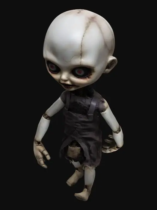 3D model for Creep Humanoid horror doll with a fear face.