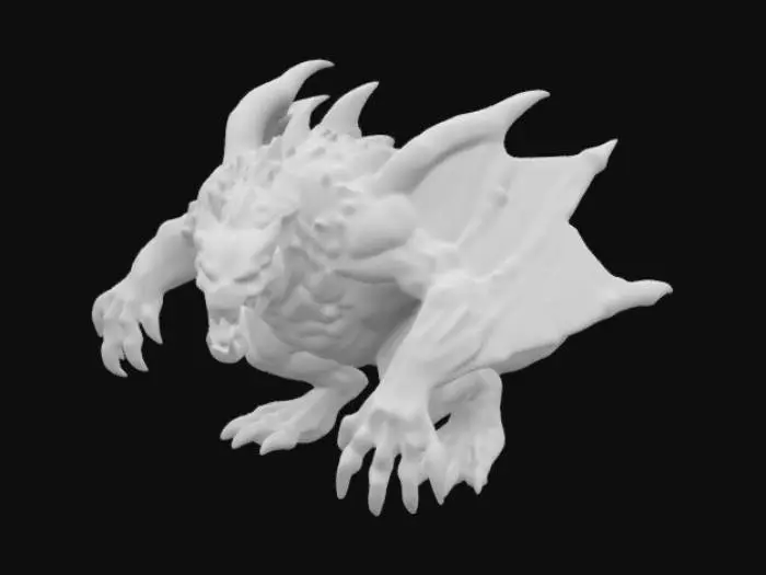 3D model for fantasy creature living underground, massive body covered with moon-like craters, standing on massive limbs, large paws tipped with claws, open mouth full of gleaming fangs, on the attack, paws extended in front, extremely detailed, high-resolution texture, epic stance