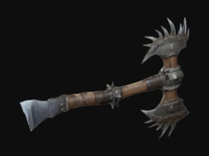 3D model for hacha con adornos de estilo orco , ultra detallada , epica ,4k