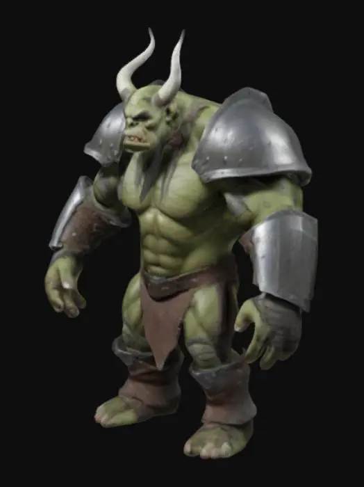 3D model for orco con armadura  sin armas ,posicion de T
