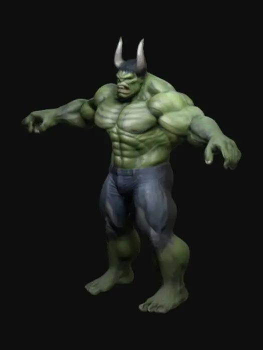 3D model for demon Hulk with dual heads,  Game Assets, Highly Detailed, Ultra Realistic, Symmetrical Body, T-pose, Full Body, ARMS AWAY FROM THE BODY , 370 cm tall, bold , detailed face 