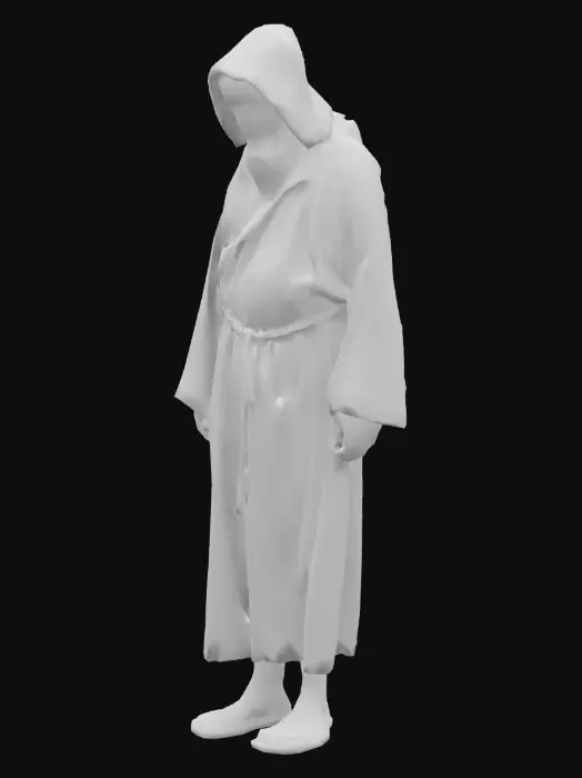 3D model for a christian monk, anatomically correct. standing straight, looking down