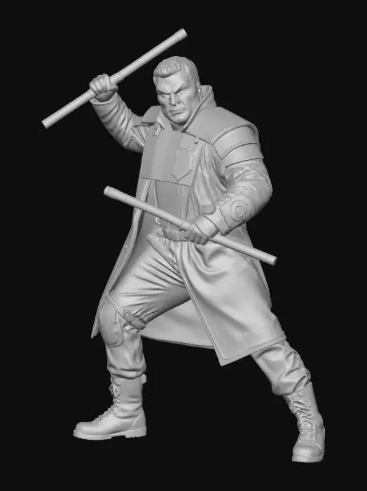 3D model for Armored Duelist with Dual Staves