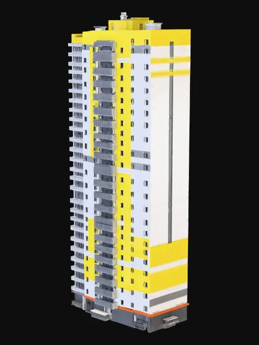 3D model for High-Rise in Yellow and Gray-01