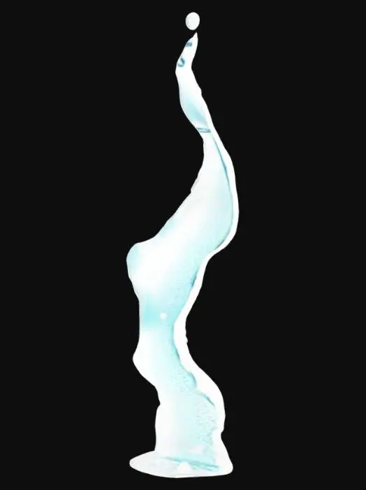 3D model for The object resembles a water in abstract form with a serpentine flow, featuring swirling, dynamic curves and a smooth, liquid-glass like texture.