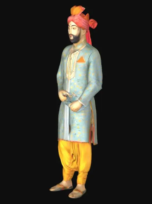 3D model for a male figure from miniature paintings from the mughal empire
