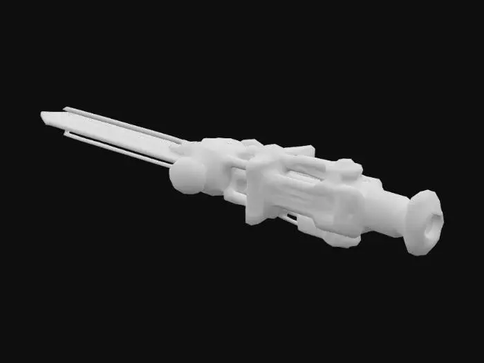 3D model for A high-quality 3D model of an auto-transforming magical sword combining precision mechanical technology. The blade consists of multiple overlapping metal plates with a mechanism that changes shape according to the wielder's will or combat situation. Complex gears and magical circuits are exposed on the surface, producing regular clock-like sounds when the sword transforms. The entire sword constantly vibrates slightly, with countless gears continuously moving inside visible through transparent sections. The handle is also mechanical, adjusting to the optimal grip in response to the strength and angle of the hold. The guard is an expandable circle with the function of spreading like a shield when needed. The scabbard is similarly mechanized, 