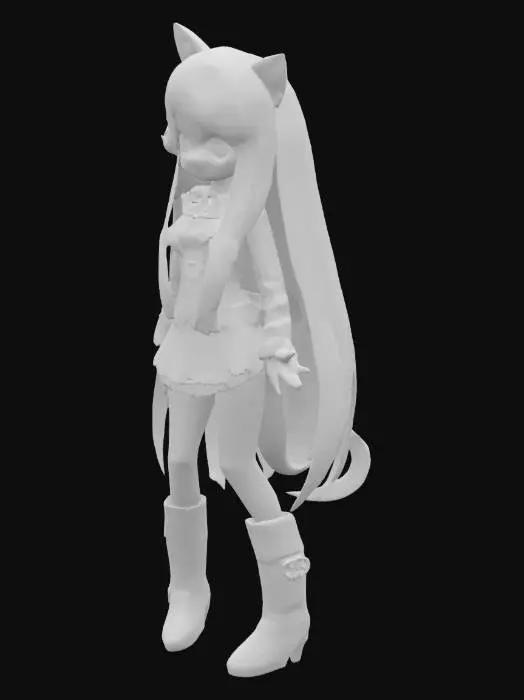 3D model for Pink-Haired Catgirl