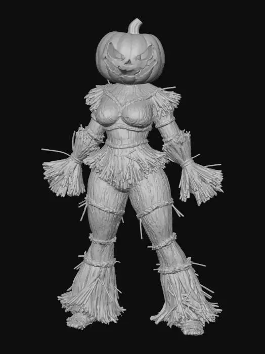 3D model for Pumpkin Warrior, hay body, orange pumpkin head, #Halloween2025#