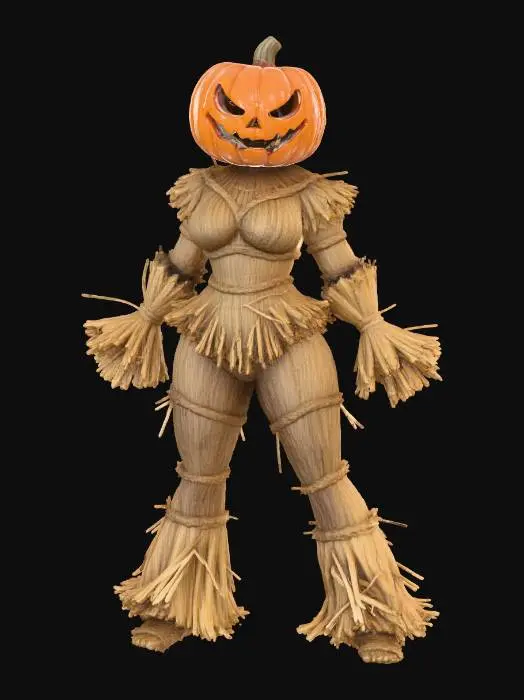 3D model for Pumpkin Warrior, hay body, orange pumpkin head, #Halloween2025#