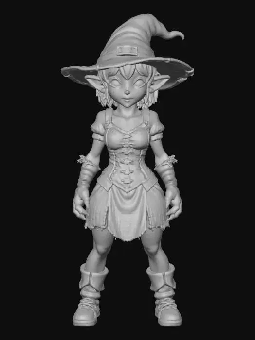 3D model for Gnome Mage, Leather armor, pointy hat