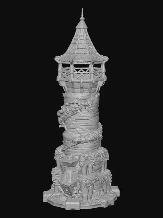3D model for elven guard tower mossy no background