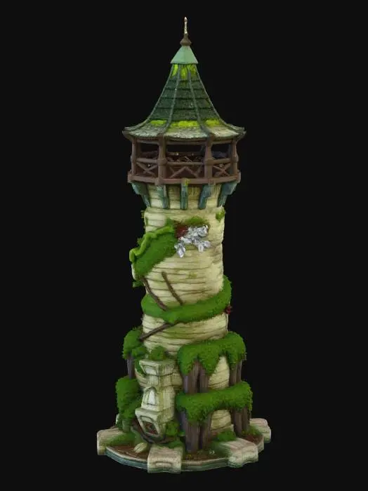 3D model for elven guard tower mossy no background