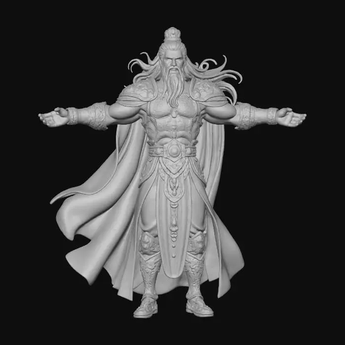 3D model for King of the south and one who causes good growth of roots. He is the ruler of the wind. His symbolic weapon is the sword which he carries in his right hand to protect the Dharma and the southern continent. Associated with the color blue.

