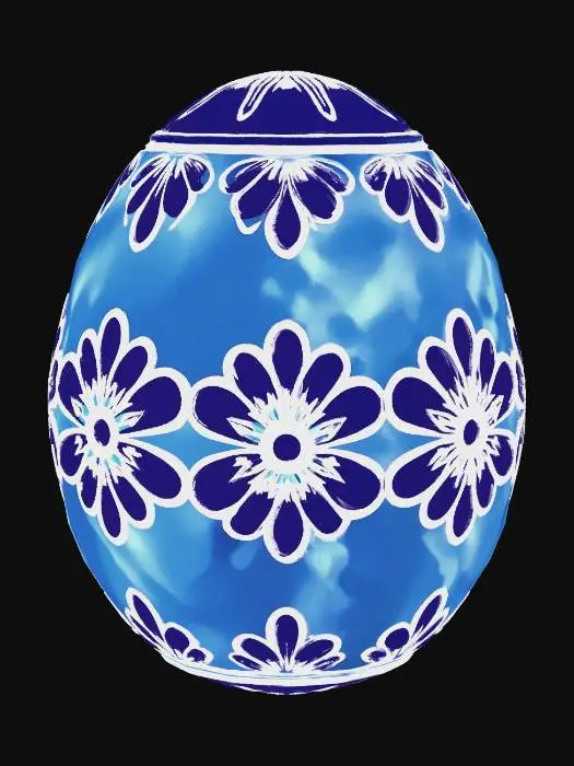 3D model for Blue Daisy Easter Egg