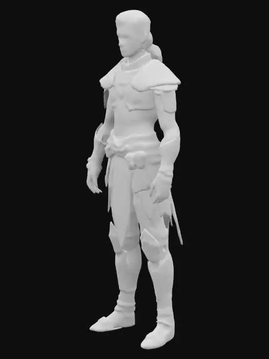 3D model for Elden Ring style game figure, highly detailed skinny male, light metal and leather armor, smooth facial features
# video game ready#
