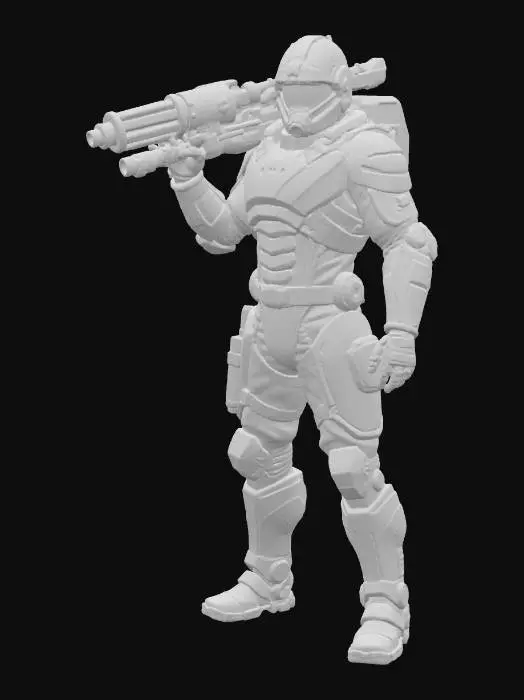 3D model for Sci fi pilot fugitive, destiny color scheme, heavy metal savant