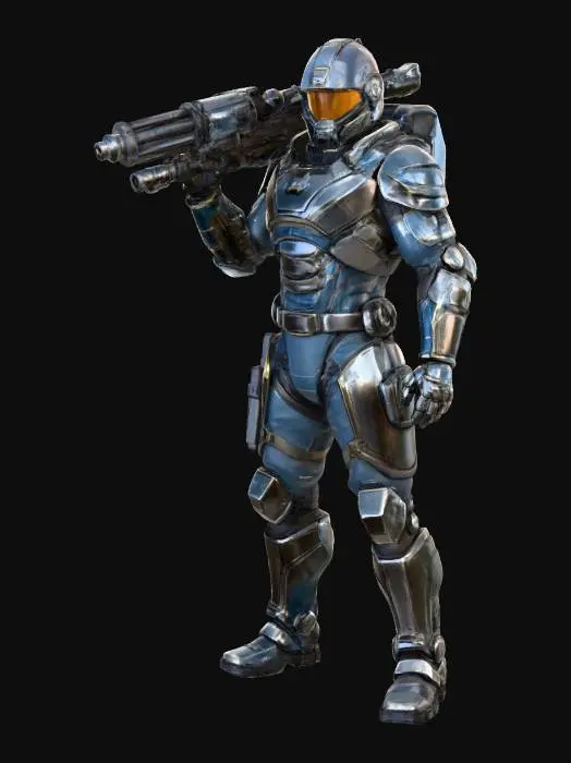 3D model for Sci fi pilot fugitive, destiny color scheme, heavy metal savant