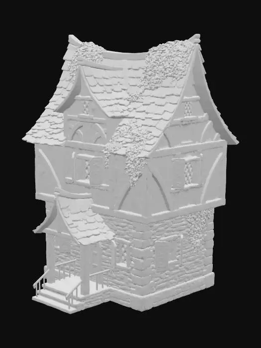 3D model for 2 story city townhouse, wood, stucco and stone. Slate roof with some ivy.
ARPG styled for video game use. High quality
