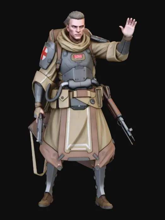 3D model for use the reference images to photo bash a single infantry concept, no helmets. #Sculpt detail