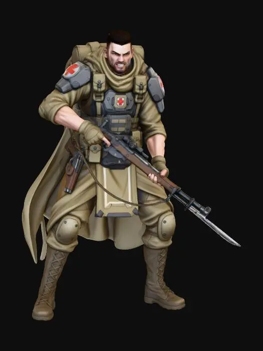 3D model for use the reference images to photo bash a single infantry concept, no helmets. #Sculpt detail