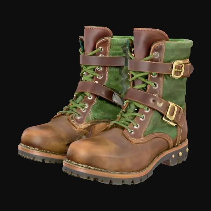 3D model for complete usable in game character low level boots, fantasy arpg,
pleasing contrast tones,
rugged texture work

