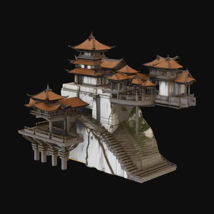 3D model for Mountain Cliff Temple Design