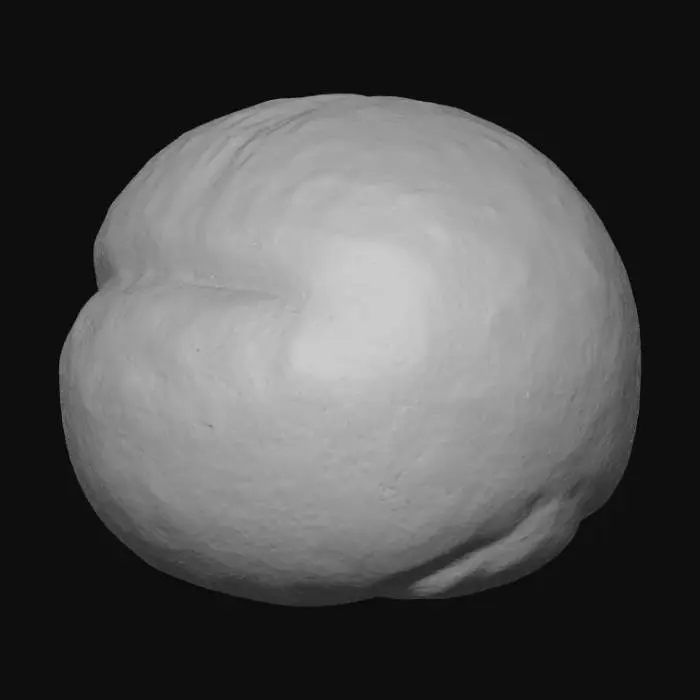 3D model for A 3D cartoon ball of dough, glowing softly with a warm, magical light. Puffy, soft texture, looks alive and bouncy, isolated.