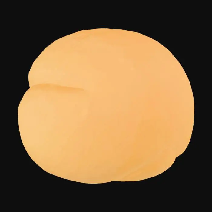 3D model for A 3D cartoon ball of dough, glowing softly with a warm, magical light. Puffy, soft texture, looks alive and bouncy, isolated.