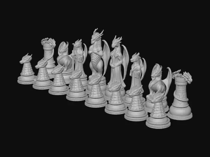 3D model for Crystal Dragon Chess Set