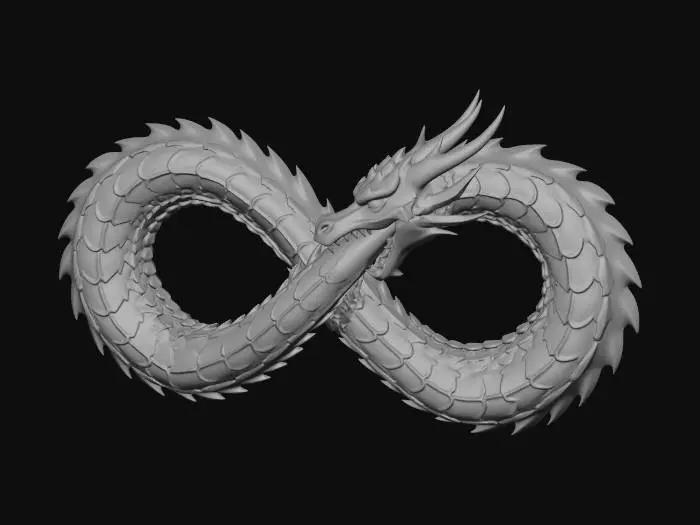 3D model for Uroboros in Form der Unendligkeit. Drache der sich in den Schwanz beißt.