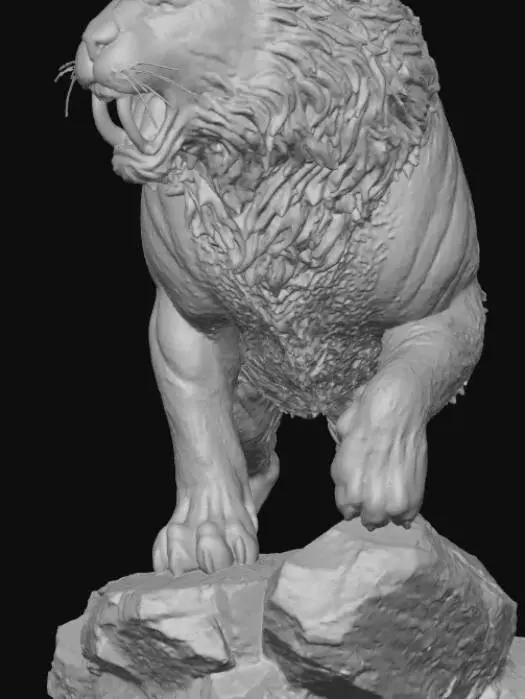 3D model for Sabertooth tiger standing on a rock 
