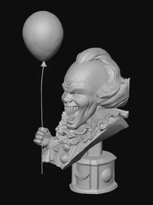 3D model for IT the clown ..with a devilish grin teeth showing with an arrow through its head, realistic details
