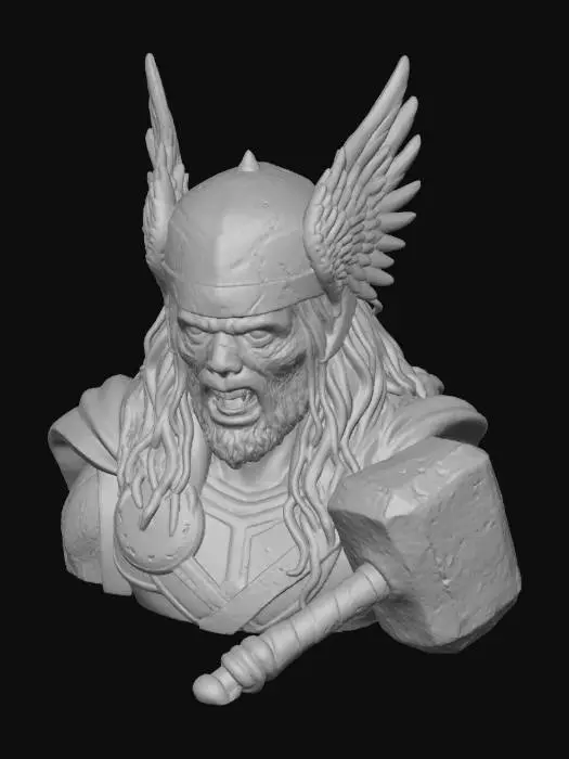 3D model for Zombie Thor god of thunder  bust with realistic details