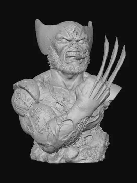 3D model for zombie wolverine bust realistic details