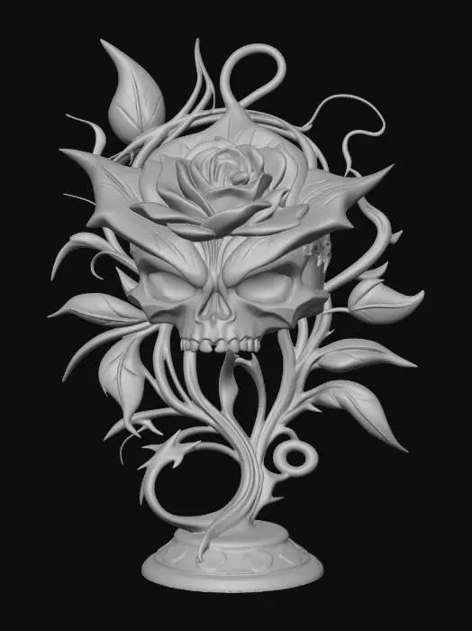 3D model for Verdant Skull with Purple Rose