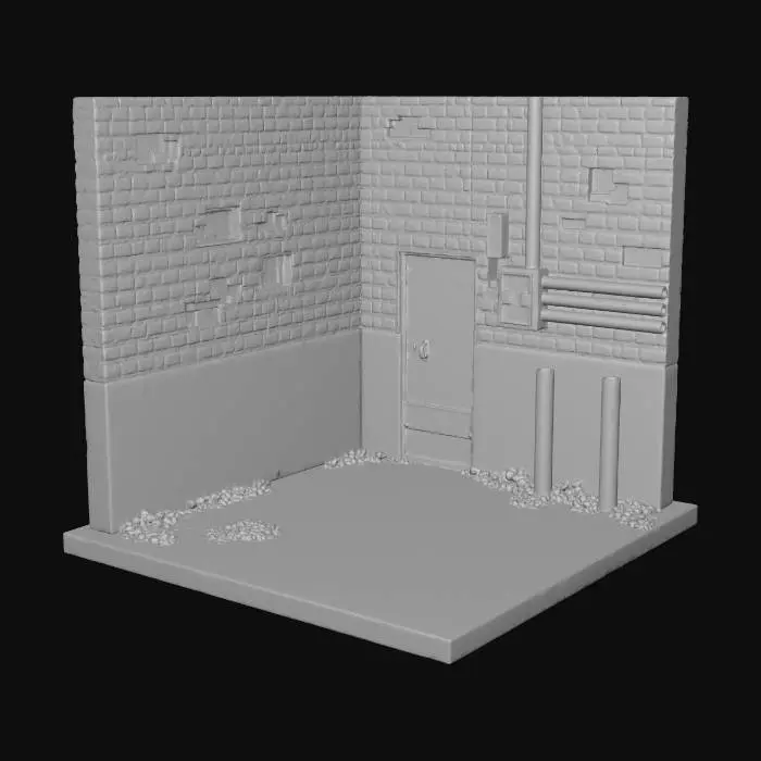 3D model for Back alley with brick walls
