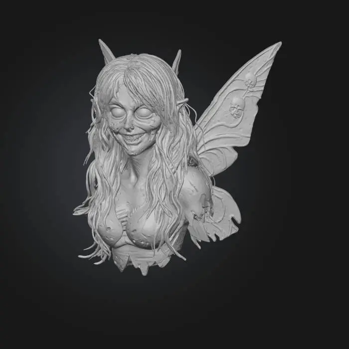 3D model for Zombie Tinkerbell bust with realistic details  realistic details