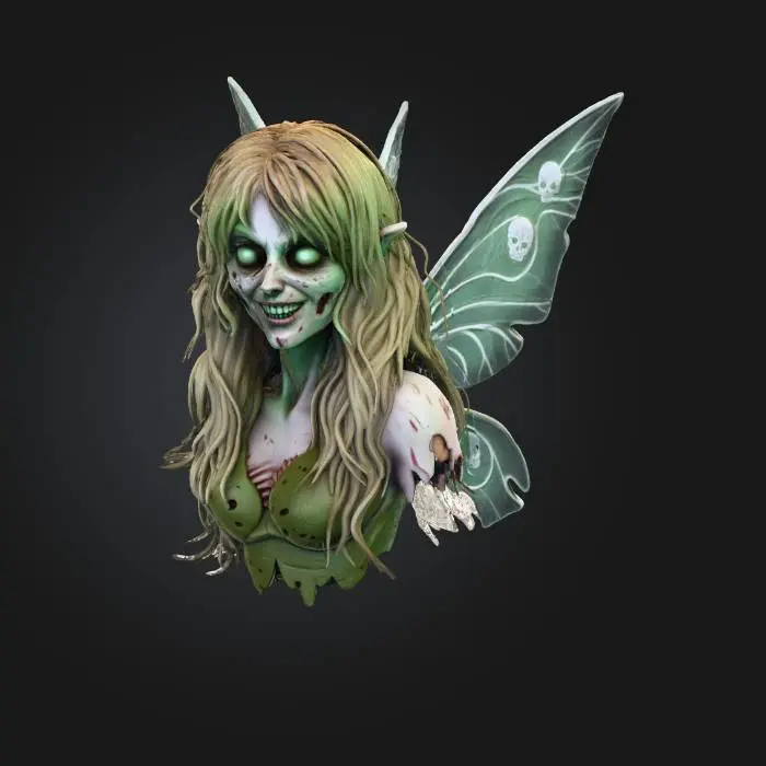 3D model for Zombie Tinkerbell bust with realistic details  realistic details