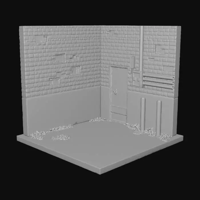 3D model for Back alley with brick walls