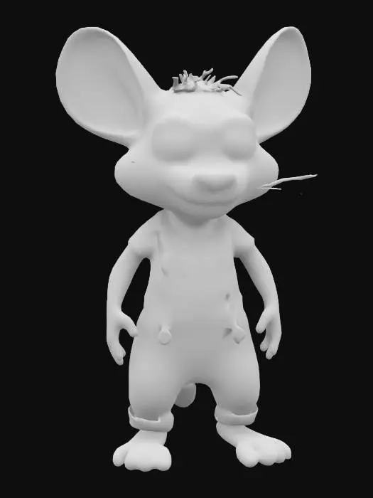 3D model for antropomorphic brown rat humanoid wearing pants