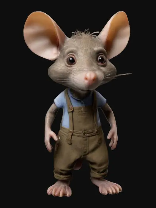3D model for antropomorphic brown rat humanoid wearing pants