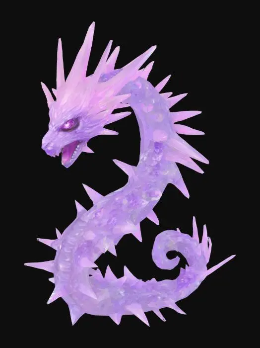 3D model for A purple crystal wyrm with serpent like body studded with sharp crystals.