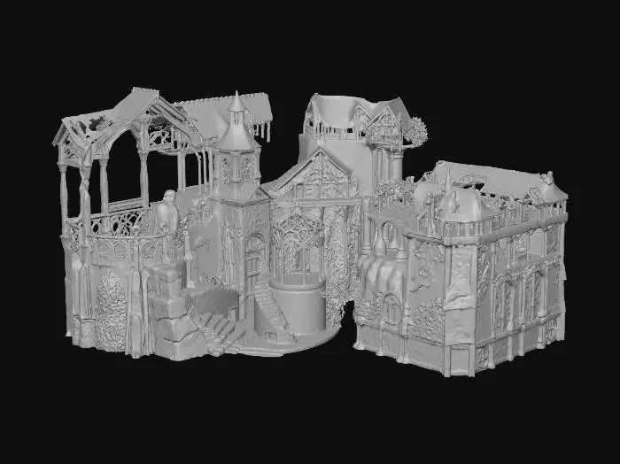 3D model for Rivendell an elven city with many waterfalls situated on a mountain pass
