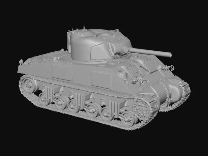 3D model for Weathered Olive-Drab Sherman Tank