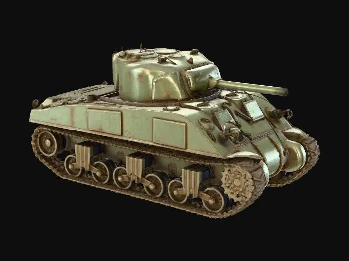 3D model for Weathered Olive-Drab Sherman Tank