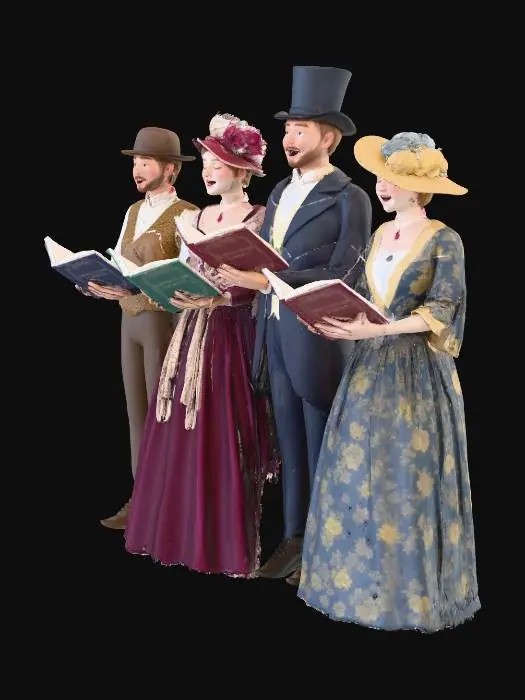3D model for a GROUP OF FOUR CAROL SINGERS IN EDWARDIAN CLOTHES