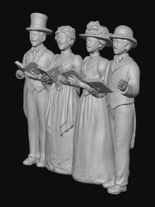 3D model for a GROUP OF FOUR CAROL SINGERS IN EDWARDIAN CLOTHES